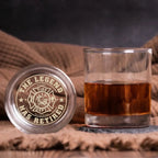 Firefighter themed Custom Whiskey Glass with Personalized Name Rank Engraved Design main image