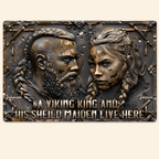 A Viking King And His Shieldmaiden Live Here - Personalized Viking Rectangle Metal Sign 736419 - 736440 - DiyGiftly