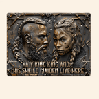 A Viking King And His Shieldmaiden Live Here - Personalized Viking Rectangle Metal Sign 736419 - 736440 - DiyGiftly