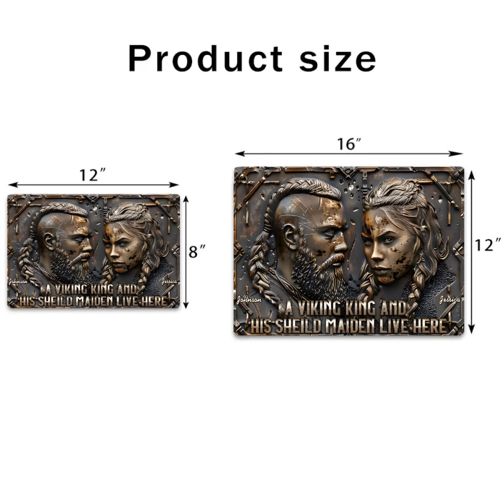 A Viking King And His Shieldmaiden Live Here - Personalized Viking Rectangle Metal Sign 736419 - 736440 - DiyGiftly