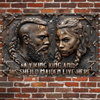 A Viking King And His Shieldmaiden Live Here - Personalized Viking Rectangle Metal Sign 736419 - 736440 - DiyGiftly