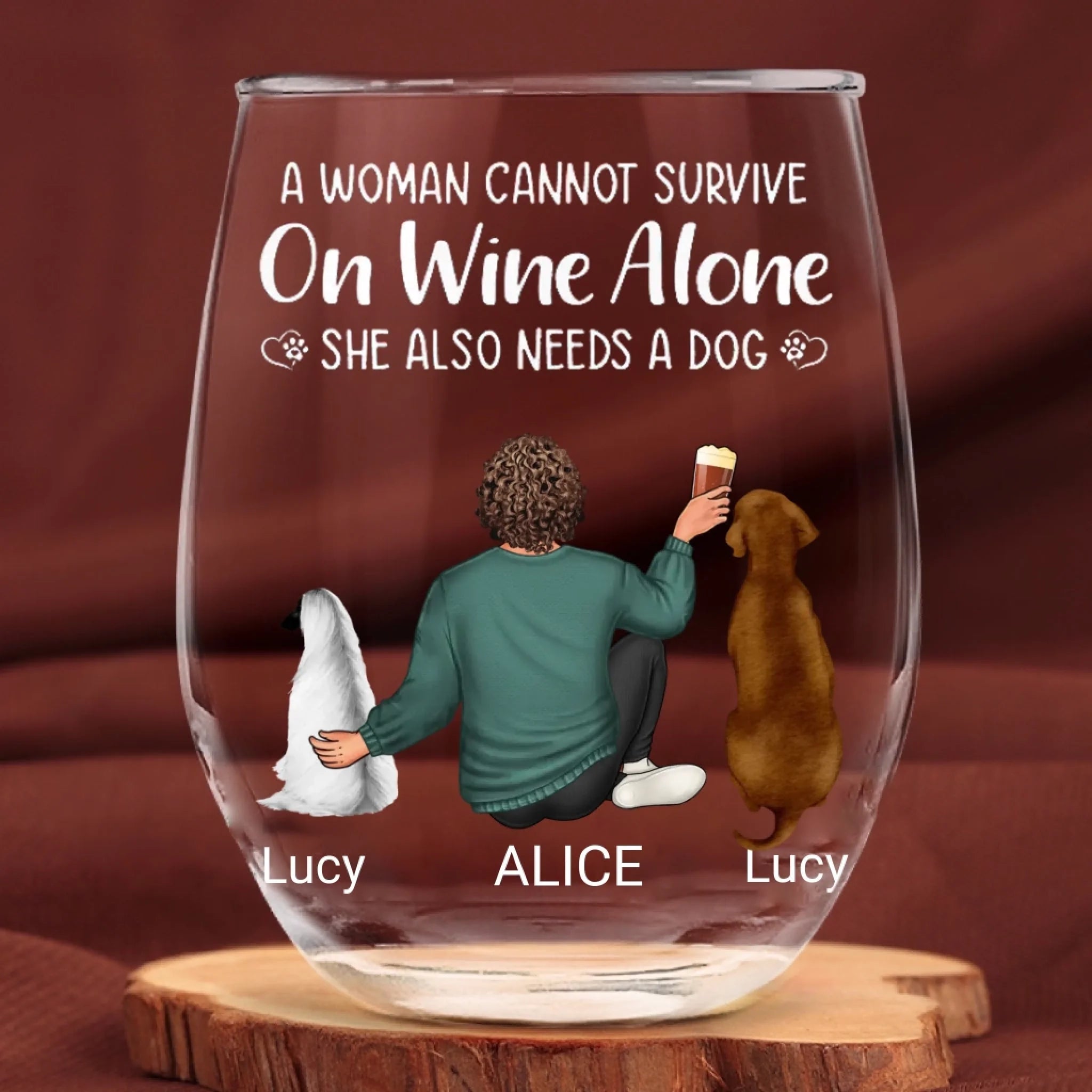 A Woman Cannot Survive On Wine Alone - But Being a Cat Mom Makes It All Complete - Personalized Stemless Wine Glass - Ideal Gift for Cat Lovers and Wine Enthusiasts 1104692 - DiyGiftly