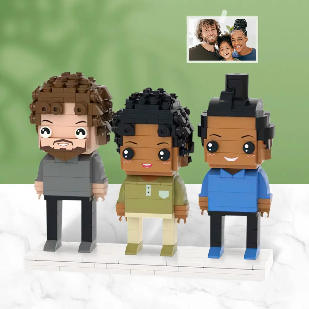 Full Body Customizable 3 People Custom Brick Figures Small Particle Block