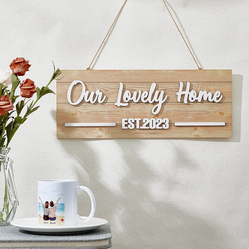 our lovely home personalized name rustic wooden custom wood sign plaque for bedroom decor