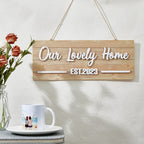 our lovely home personalized name rustic wooden custom wood sign plaque for bedroom decor