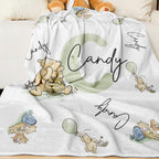 Personalized Winnie the Pooh Throw Blanket with Name Nursery Decor Birthday Baby Shower Gift for Kids