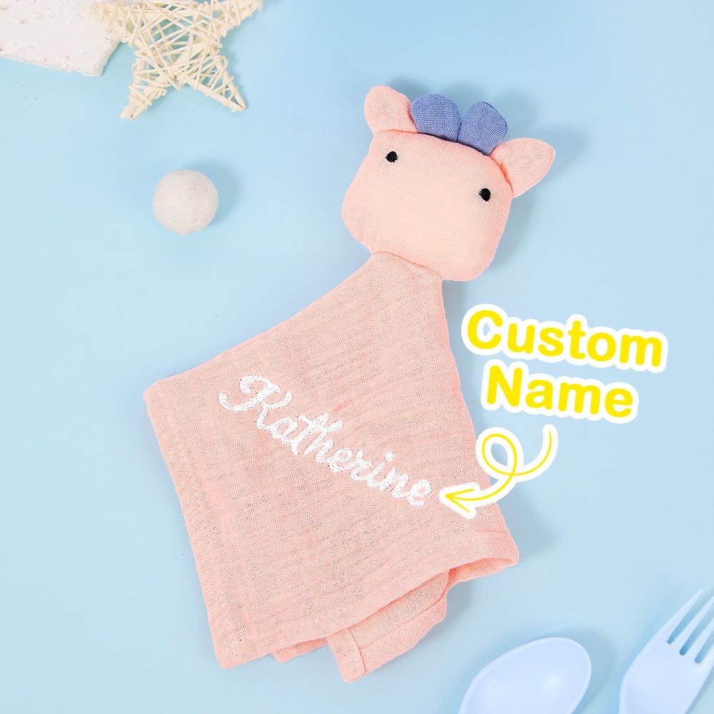 Personalized Soothe Towel Bibs Soft Sleeping Toy Towel with Embroidered Name Gift for Baby