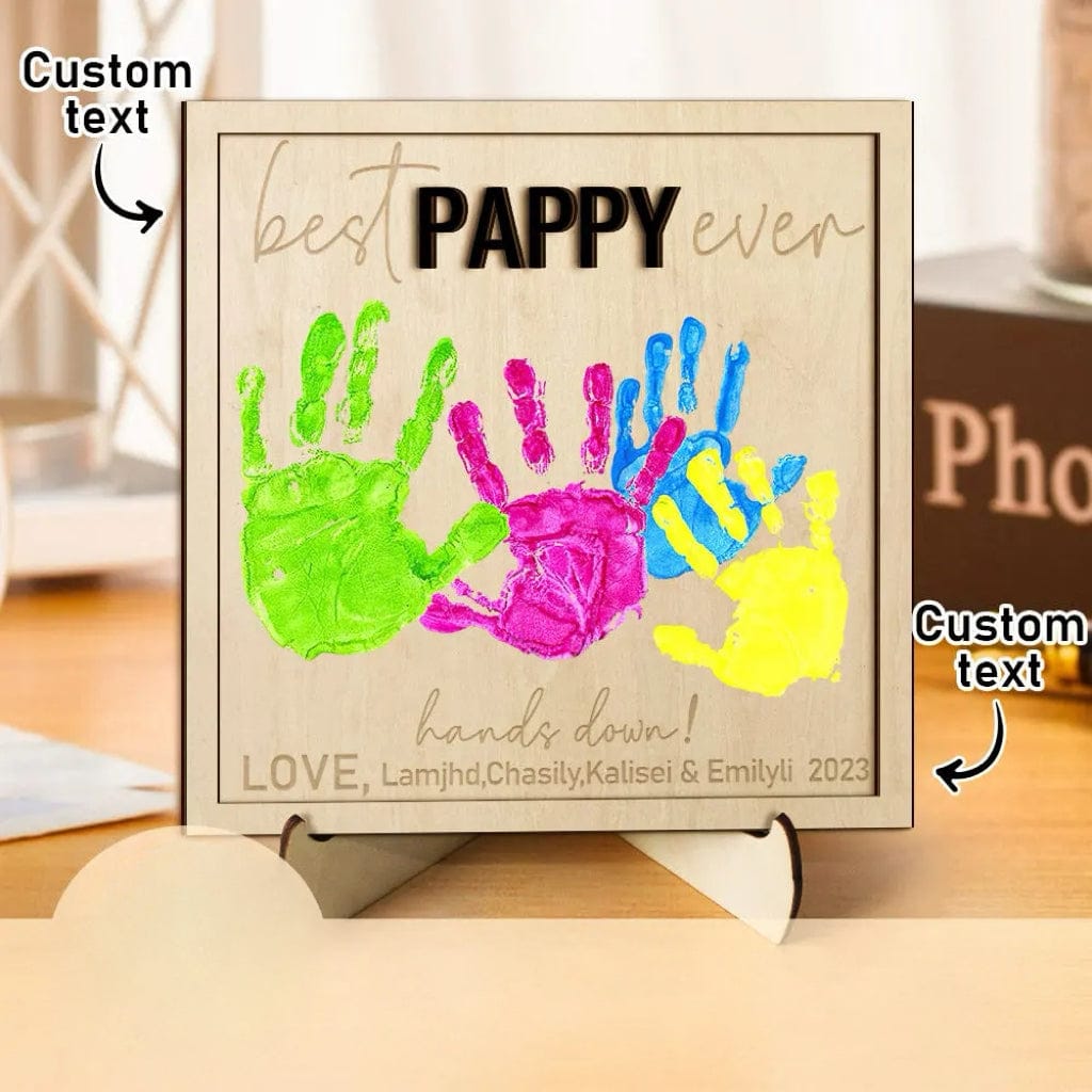 anniversary surprise ornament for dad inspired by wooden handprint sign personalized father s day diy hands down plaque