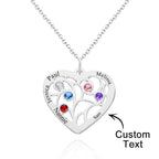 Custom Engraved Name Heart Pendant Necklace with Birthstone