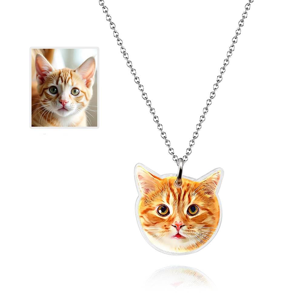 personalized pet portrait necklace acrylic