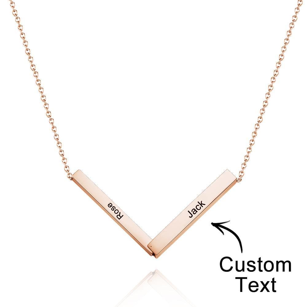 Custom Engraved Necklace Folded Bar Necklaces Unique Gift for Women