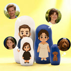 (5 Working Days Production) Personalized Portrait Nesting Doll Custom Photo Family Portrait Preview Cartoon Style Gift Photo Christmas Gift