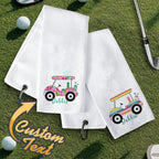 Personalized Golf Towel with Name Hanging Clip Golf Cart Towel Gift for Golf Lovers