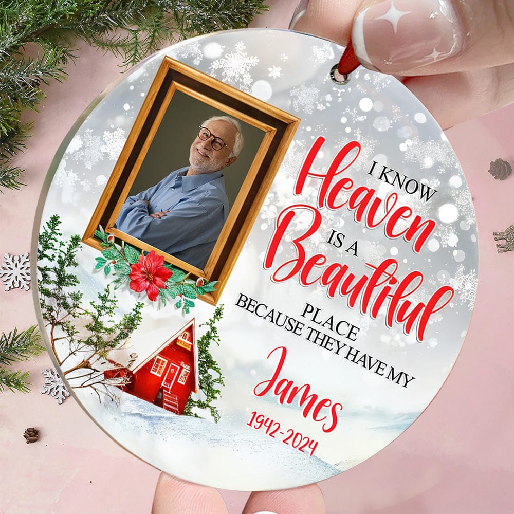 personalized photo with name ornament acrylic holiday decor