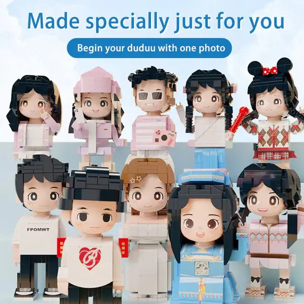 Full Body Customizable Pregnancy Gift 2 People Duddu Brick Figures with Photo Anniversary Gift New Mom Gift