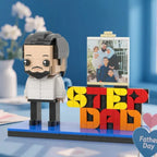 full body customizable step dad building block figures with photo custom gift for dad personalized gift