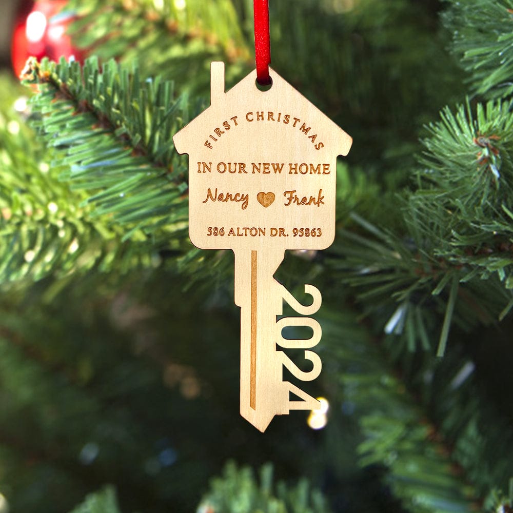 personalized wooden home ornament as a new home gift