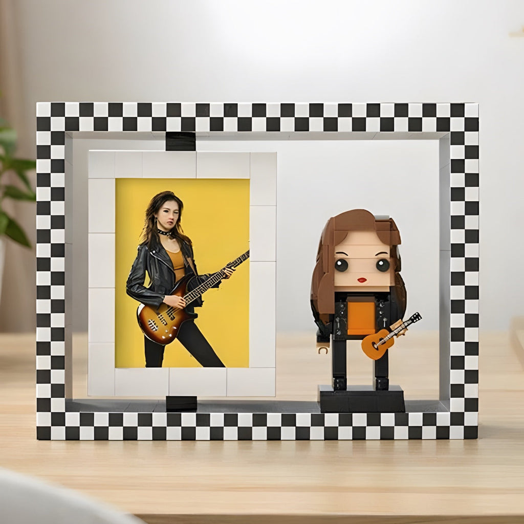 Fully Body Customizable 1 Person Custom Brick Figures with Photo Frame Small Particle Block for Her