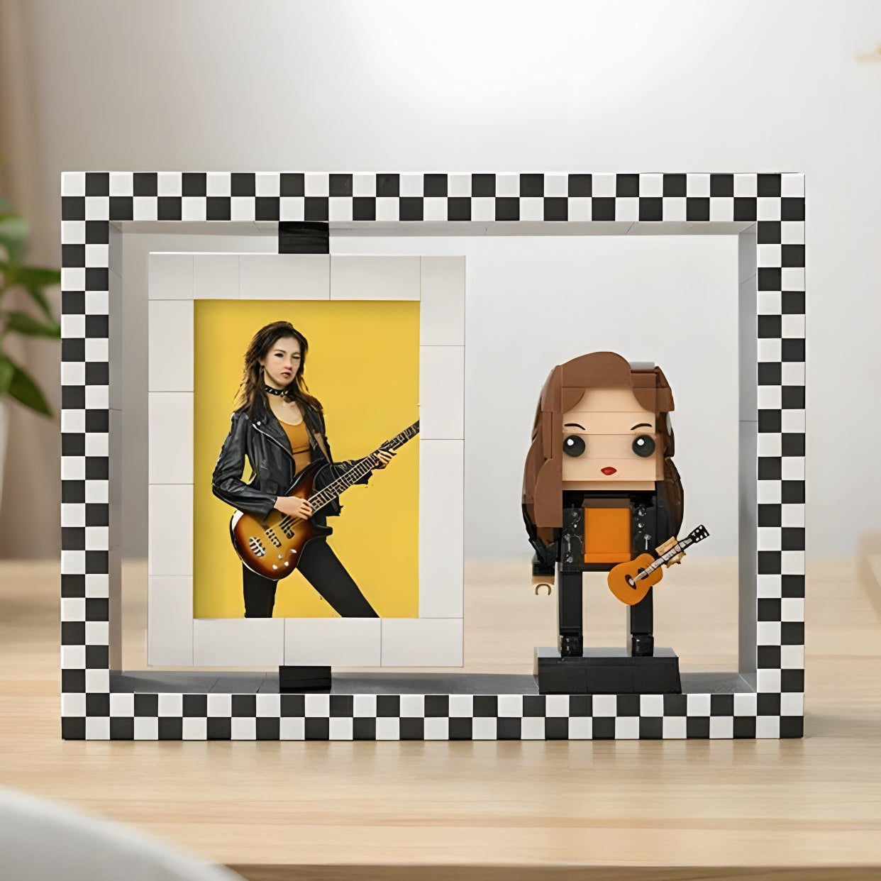 Fully Body Customizable 1 Person Custom Brick Figures with Photo Frame Small Particle Block for Her
