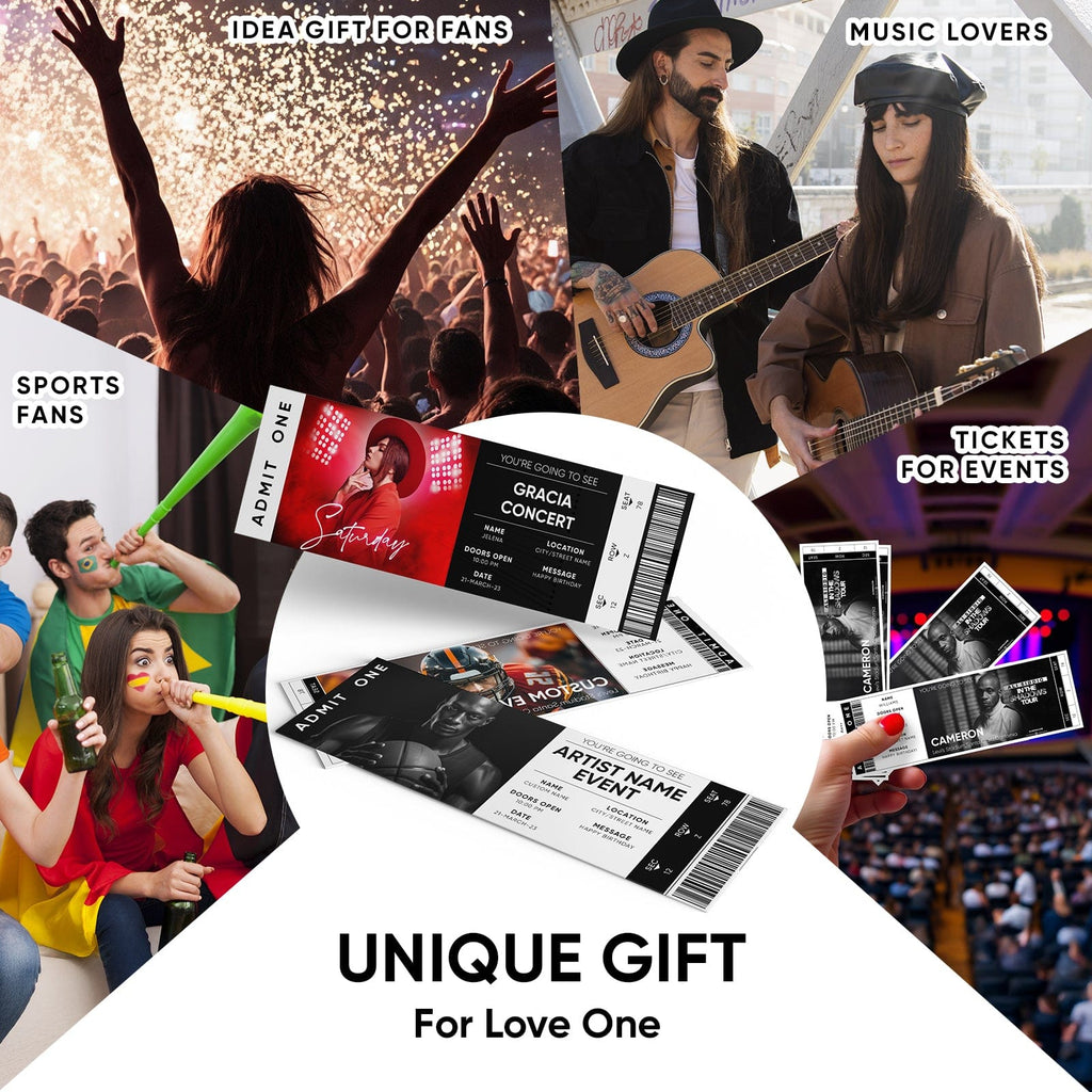 Personalized Photo & Text Custom Concert Ticket Keepsake – Memory Card for Special Moments