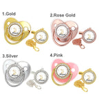 Custom Name Baby Pacifier & Clip Set with Bunny Pattern – Personalized Newborn Gift