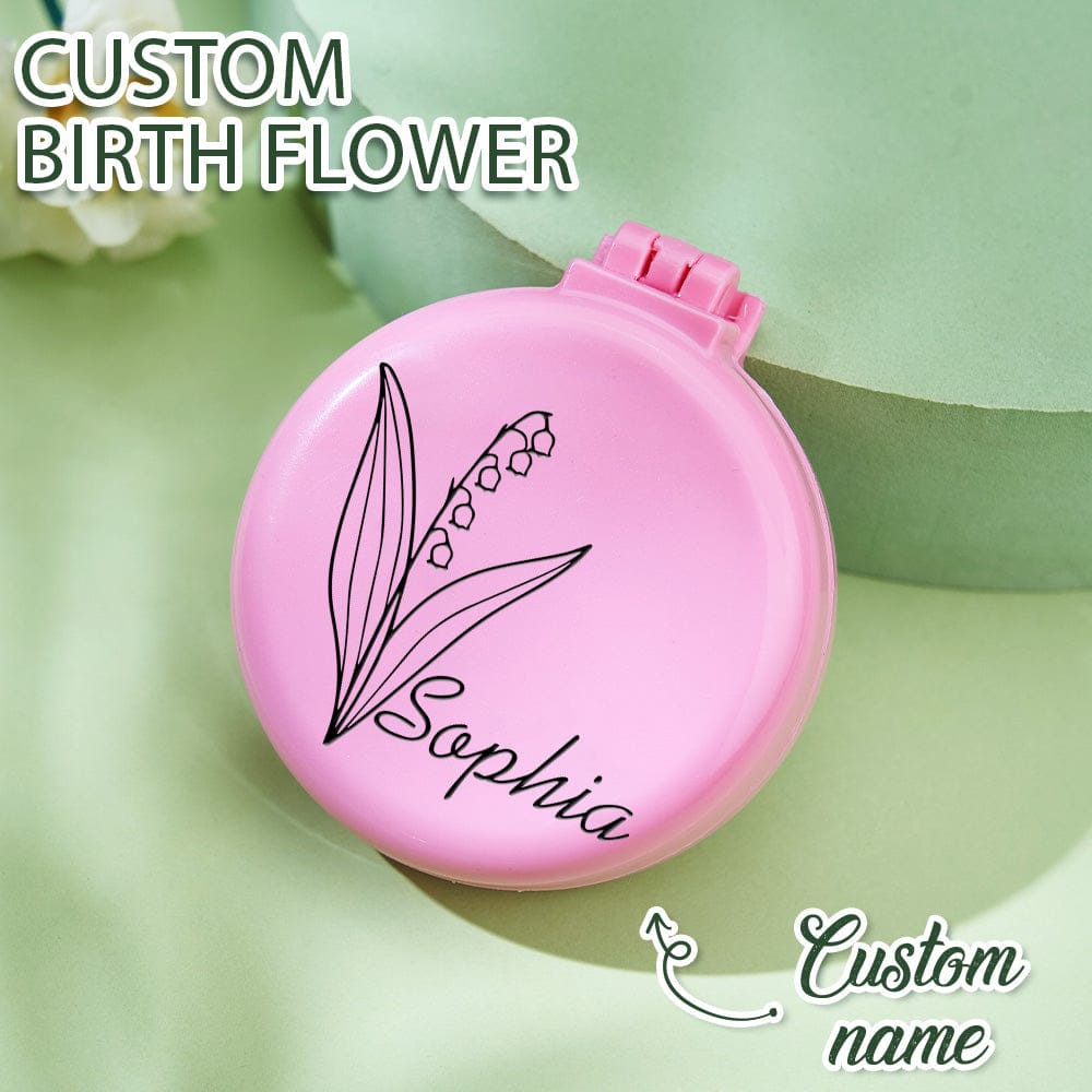 custom birth flower compact mirror gift for daughter