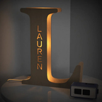 Personalised Wooden Letter Lamp Custom Name Alphabet Night Lights 19CM