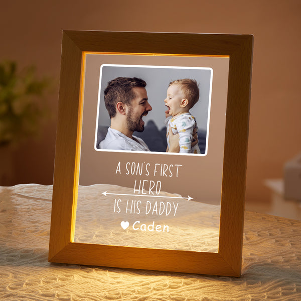 name and photo plaque with base night light father s day gift custom gift for dad personalized gift