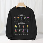 Personalized First Mom Now Grandma Sweatshirt Custom Birth Flowers Sweatshirts for Mother's Day Gift