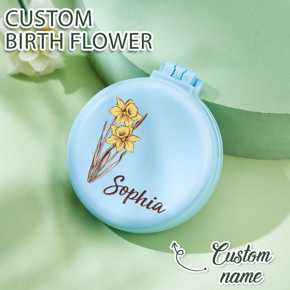 yellow mirror comb personalized birth flower foldable design