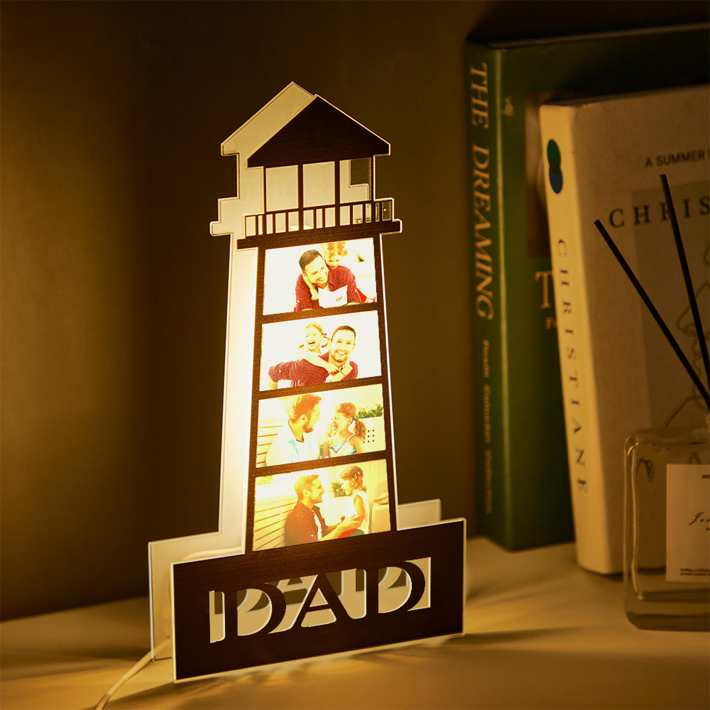 fathers day surprise custom gift for dad inspired by photo lighthouse night light led lamp