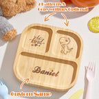 Personalized Square Bamboo Suction Plates with Name Baby Cutlery Gift for Kids
