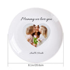 Custom Mother's Day Photo Plate Ceramic White Dinner Plate With Name Tableware