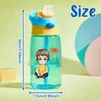 Personalized Cartoon Birth Flower Water Bottle with Straw 16oz Water Bottle Gift for Kids