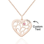 Custom Engraved Name Heart Pendant Necklace with Birthstone