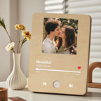 Personalized Photo Wooden Music Record Player Wedding Anniversary Gift for Couples