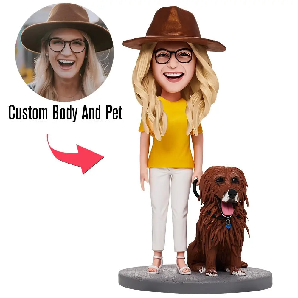 custom bobble head capture moment miniature personalized mini figure pet lover fully front view