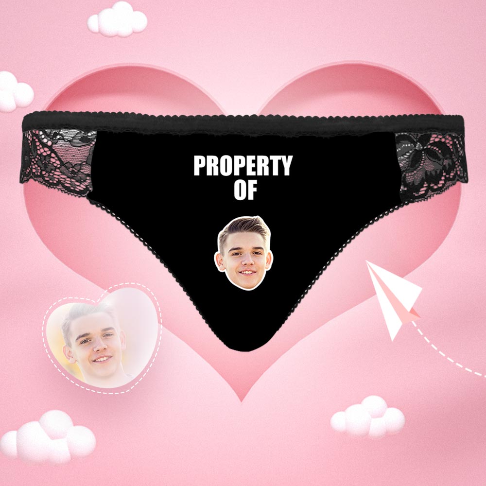 Custom Boyfriend's Face Panties Property of Him Personalized Sexy Panties Valentines Gift For Her