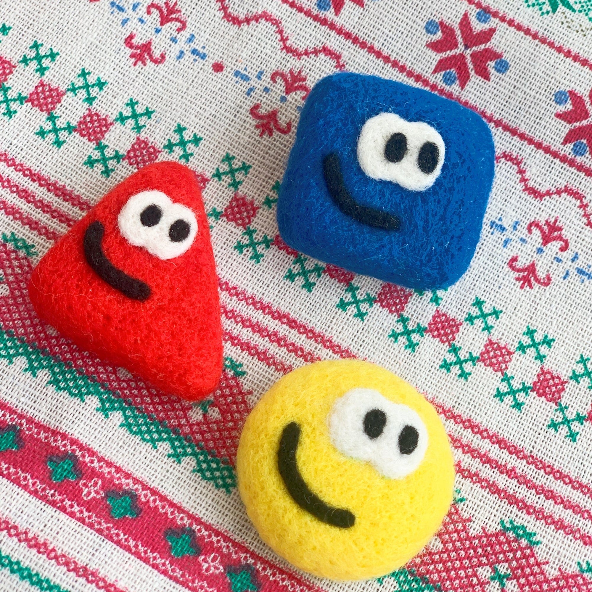 Adorable Handmade Felt Mushroom Brooch - Triangle Circle Square Design