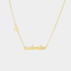 Custom Electroplating 18K Gold Pressed Sand Butterfly Name Necklace