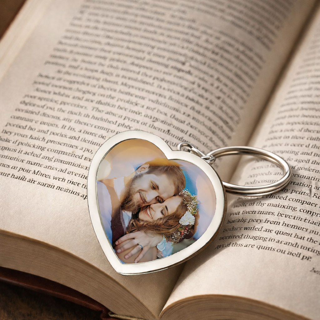 Custom Heart Shaped Photo Keychain Stainless Steel for Lover