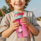 Personalized Cartoon Birth Flower Water Bottle with Straw 16oz Water Bottle Gift for Kids