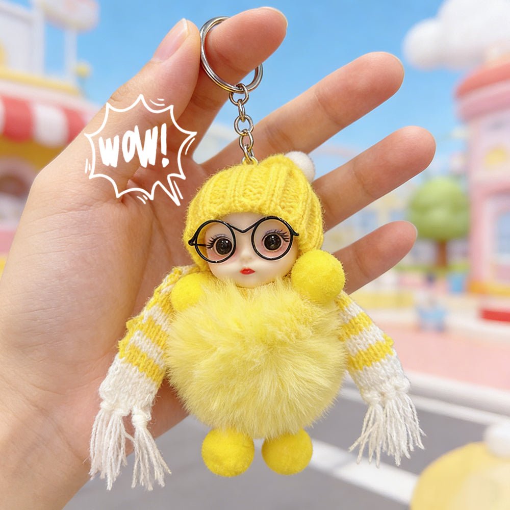 Adorable Big - Eyed Sleep Doll Keychain – Cute Bag Charm Accessory Birthday Gift for Kids - DiyGiftly