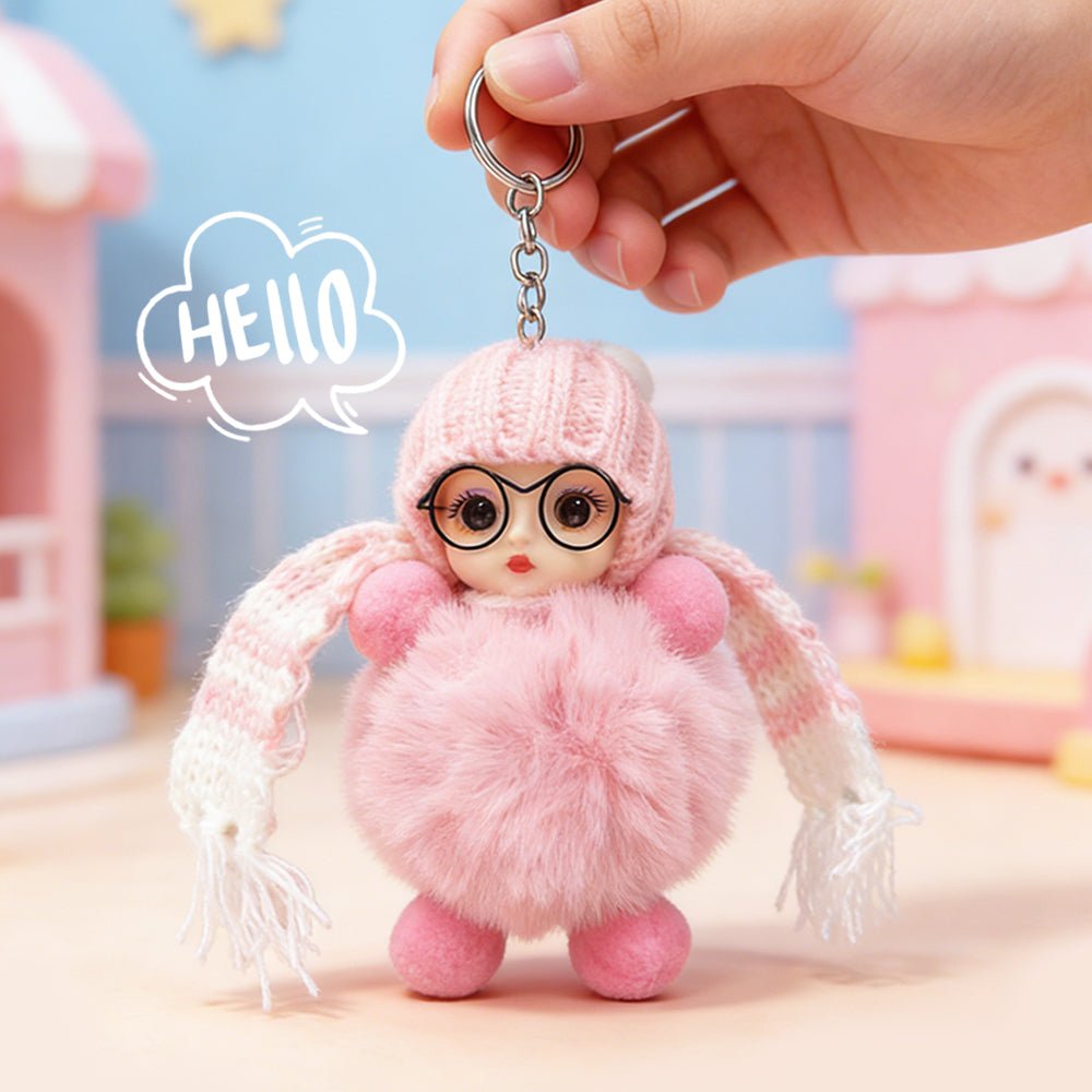 Adorable Big - Eyed Sleep Doll Keychain – Cute Bag Charm Accessory Birthday Gift for Kids - DiyGiftly