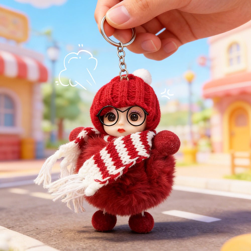 Adorable Big - Eyed Sleep Doll Keychain – Cute Bag Charm Accessory Birthday Gift for Kids - DiyGiftly