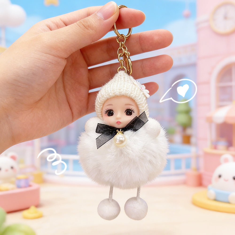 Adorable Big - Eyed Sleep Doll Keychain – Cute Bag Charm Accessory Birthday Gift for Kids - DiyGiftly