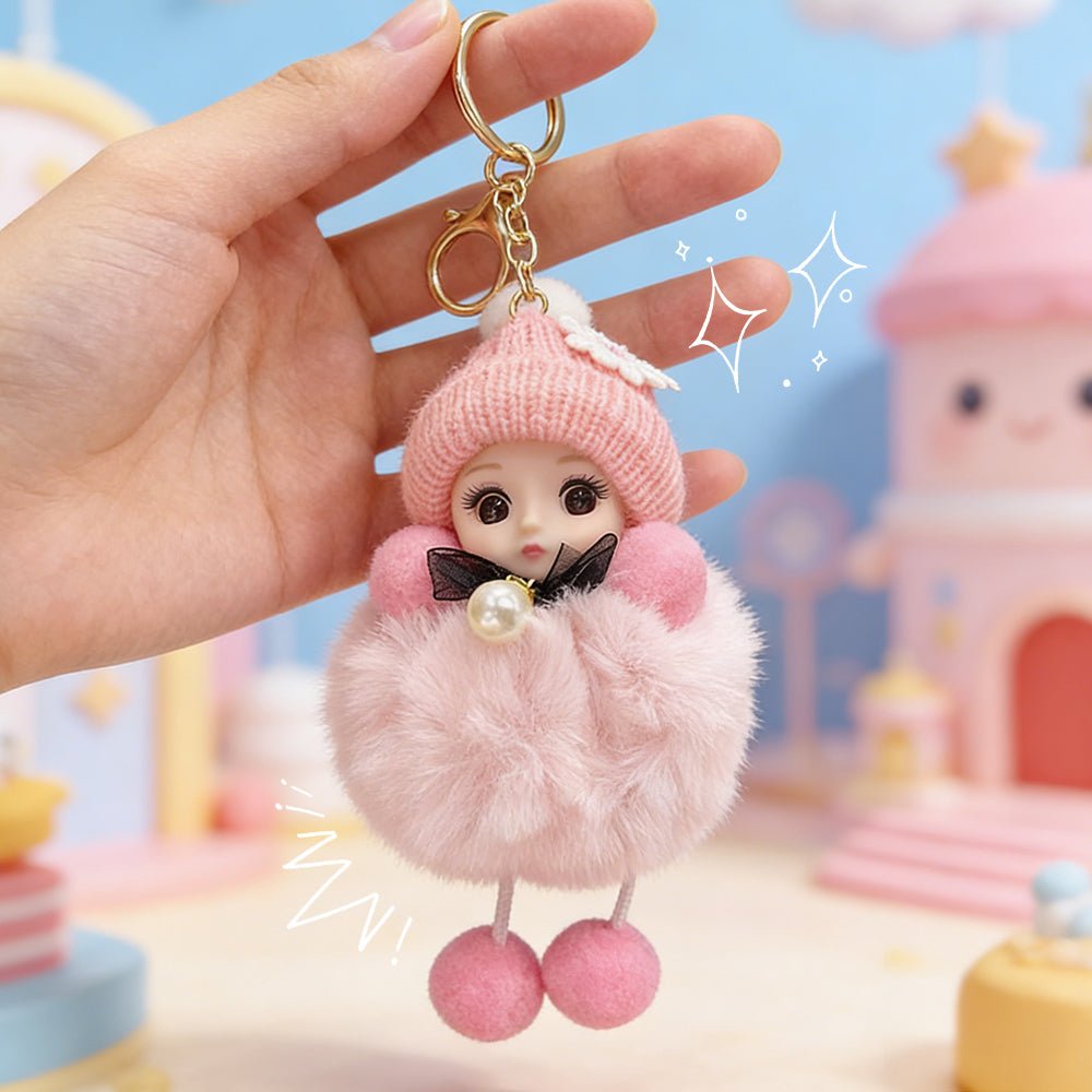 Adorable Big - Eyed Sleep Doll Keychain – Cute Bag Charm Accessory Birthday Gift for Kids - DiyGiftly