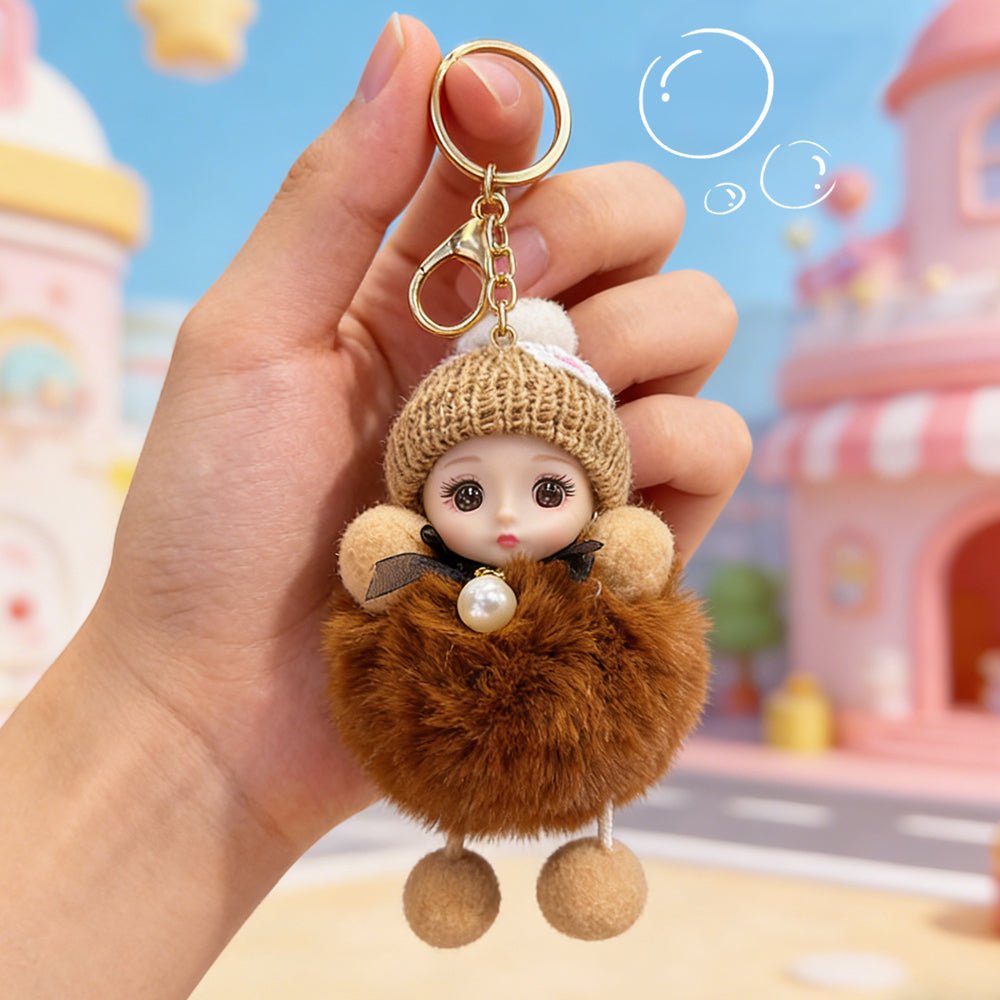 Adorable Big - Eyed Sleep Doll Keychain – Cute Bag Charm Accessory Birthday Gift for Kids - DiyGiftly