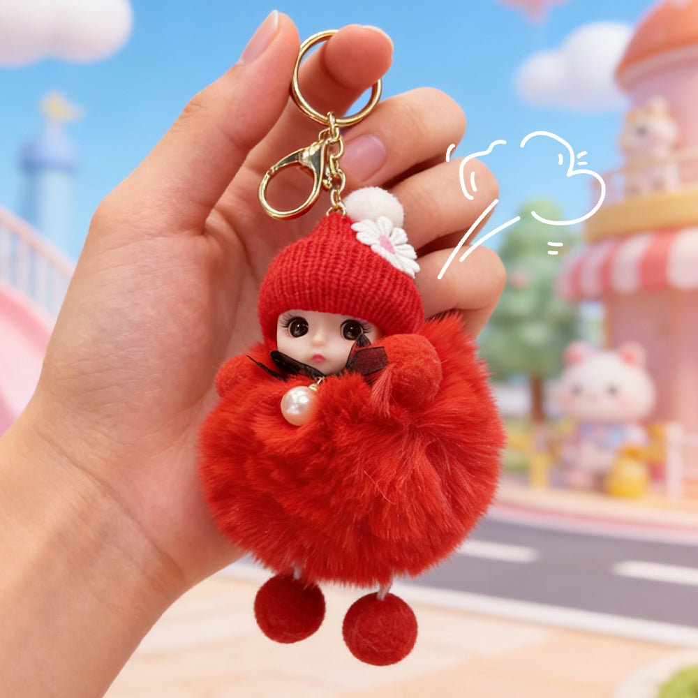 Adorable Big - Eyed Sleep Doll Keychain – Cute Bag Charm Accessory Birthday Gift for Kids - DiyGiftly