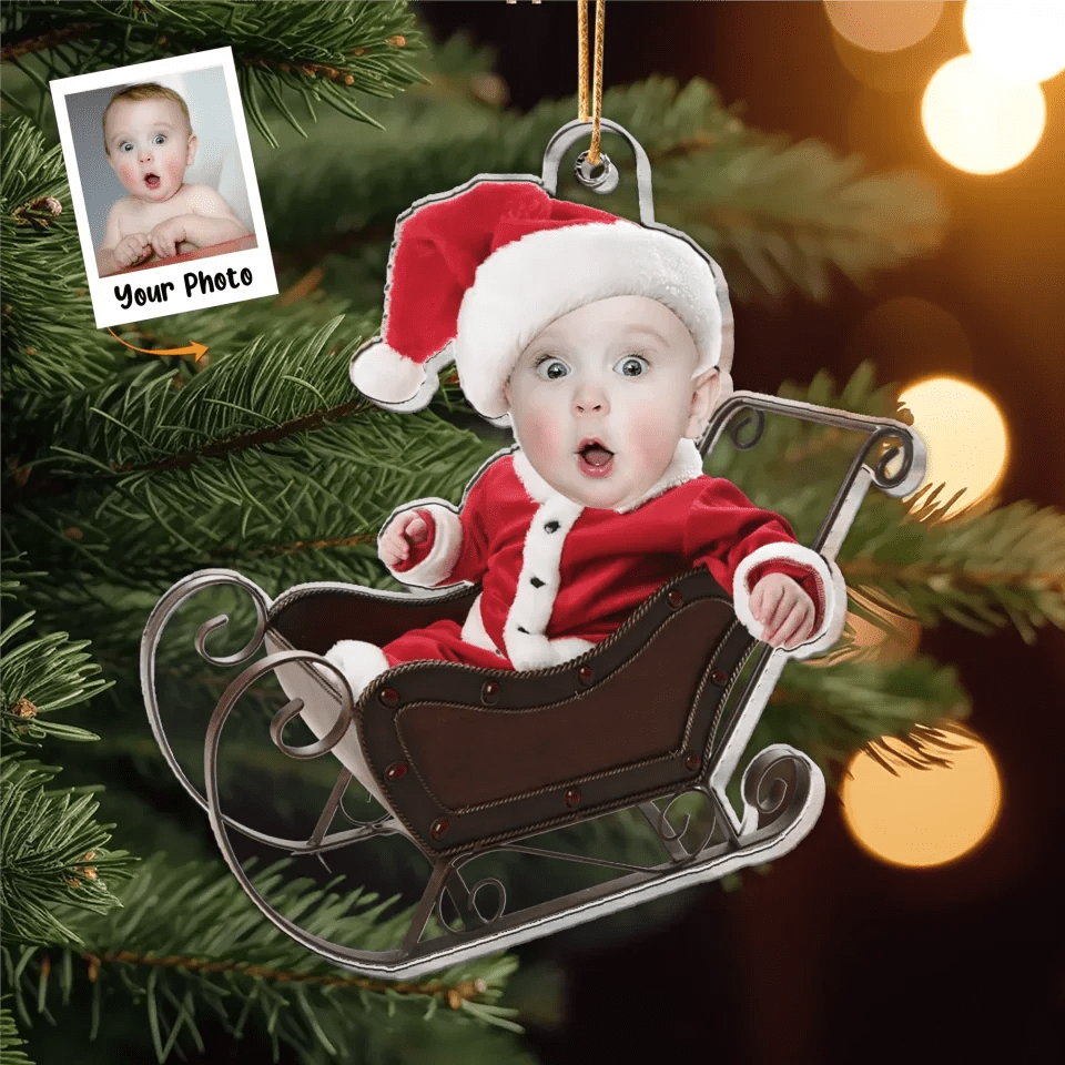 Adorable Newborn Baby - Personalized Babys Photo First Christmas Ornament 682223 - DiyGiftly